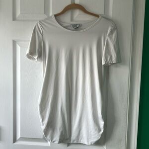 Emma’s expression’s maternity white medium short sleeve shirt top